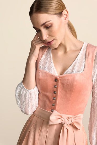 Kruger Midi Dirndl 2pcs. 60cm "Aliona" peach