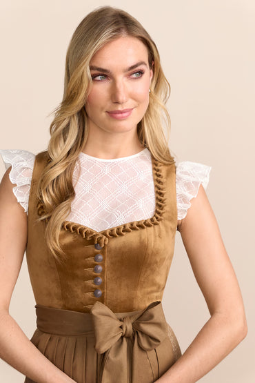 Krüger Tsiala Long Dirndl, Brown — 70cm 2pc Set