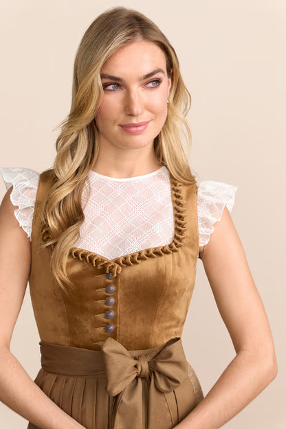 Krüger Tsiala Long Dirndl, Brown — 70cm 2pc Set