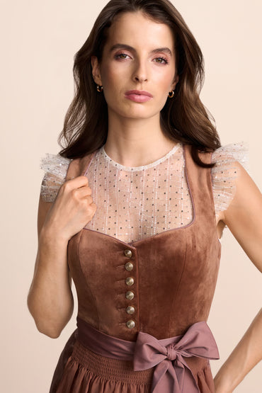 Krüger Samara Long Dirndl, Brown — 70cm 2pc Set
