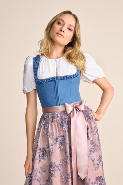 Kruger Midi Dirndl 2pc 60cm "Ola" blue