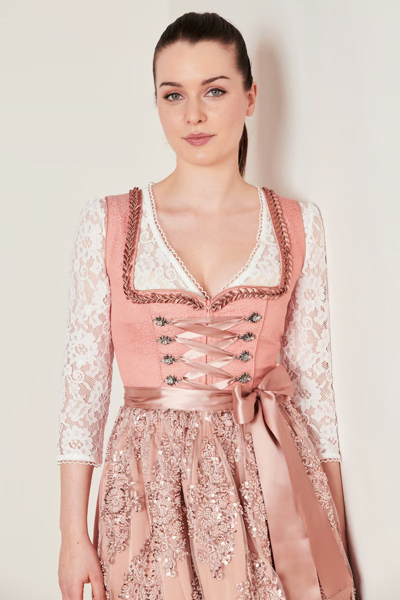 Kruger Midi Dirndl 2pc 60cm "Atenea" pink