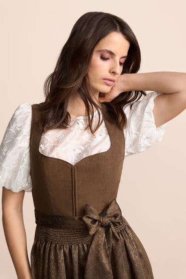 Krüger Malea Long Dirndl, Brown — 70cm 2pc Set