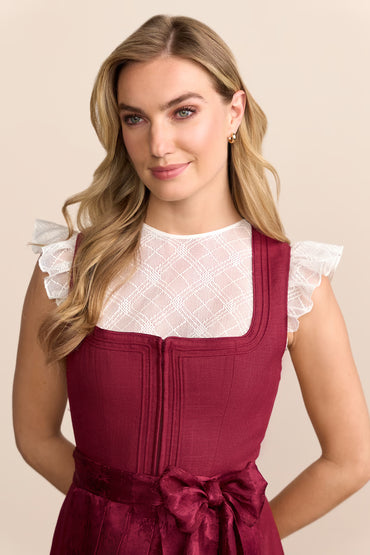 Krüger Roselin Long Dirndl, Red — 70cm 2pc Set