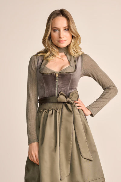 Kruger Long Dirndl 2pcs. 70cm "Ester" olive