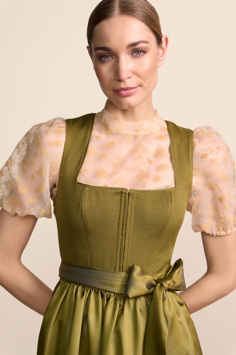 Krüger Medea Long Dirndl, Olive — 70cm 2pc Set