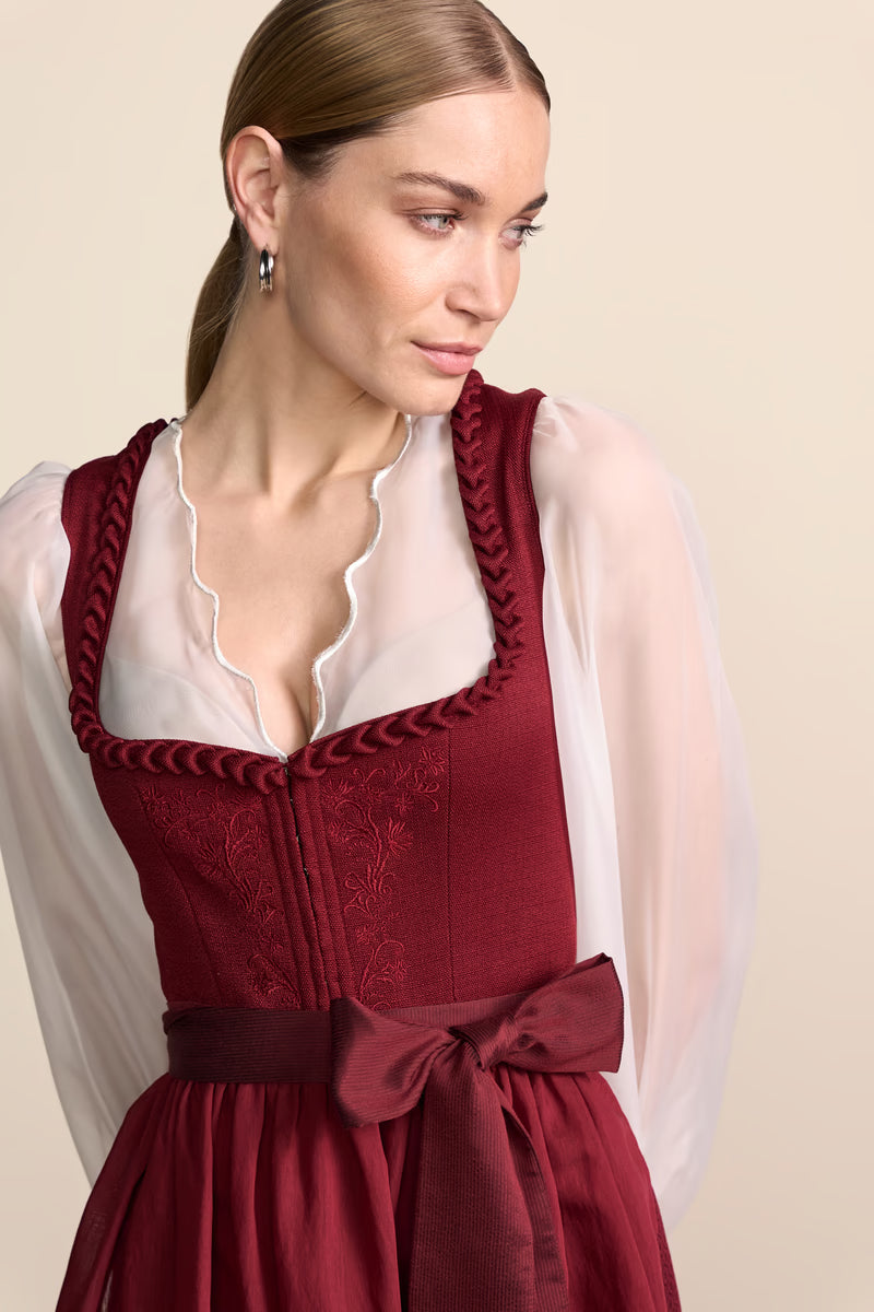 Krüger Gaetana Long Dirndl, Red — 70cm 2pc Set