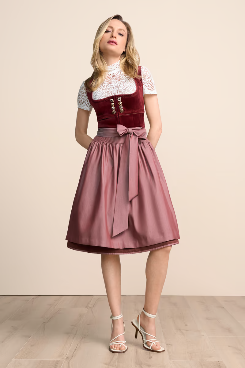 (new) Kruger Midi Dirndl 2pcs. 60cm "Milda" red