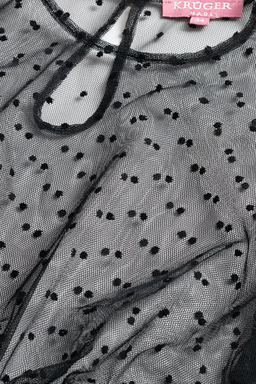 Krüger 'Faora' Polka-Dot Mesh Dirndl Blouse — Black (44)