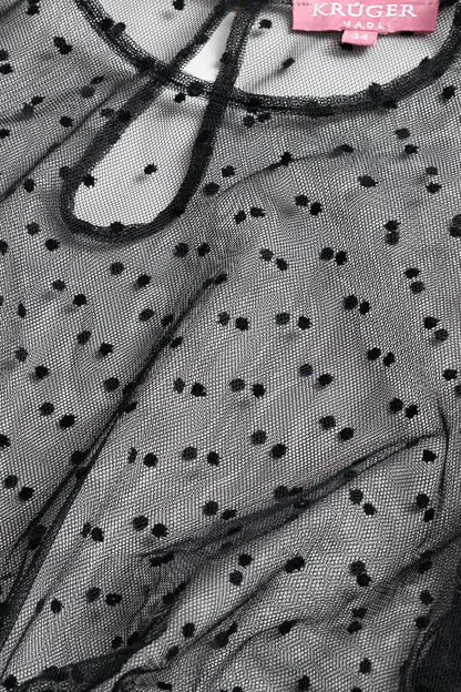 Krüger 'Faora' Polka-Dot Mesh Dirndl Blouse — Black (44)