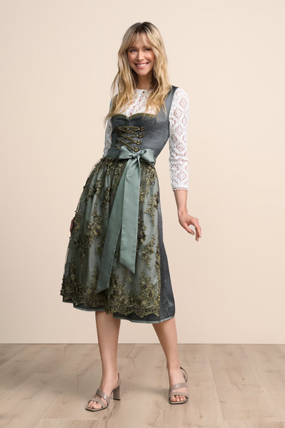 Kruger Long Dirndl 2pcs. 70cm "Lunessa" green (size 36)