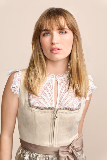 Kruger Midi Dirndl 2pcs. 60cm "Auri" beige