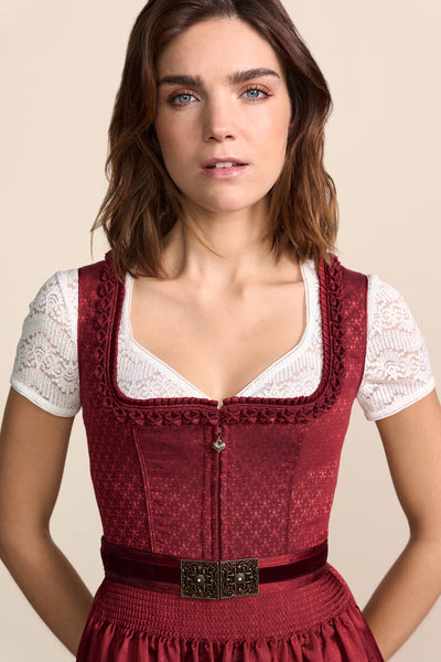 Kruger Brigitta Midi Dirndl, Red — 60cm 2pc Set