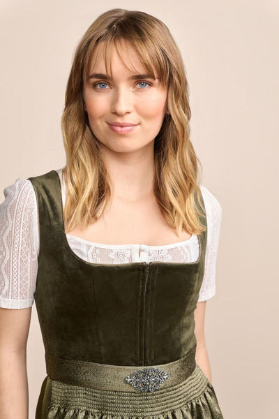 Kruger Midi Dirndl 2pcs. 60cm "Aurela" olive (size 38)
