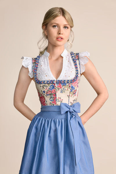 Kruger Mini Dirndl 2pcs. 50cm "Makena" blue (size 34)