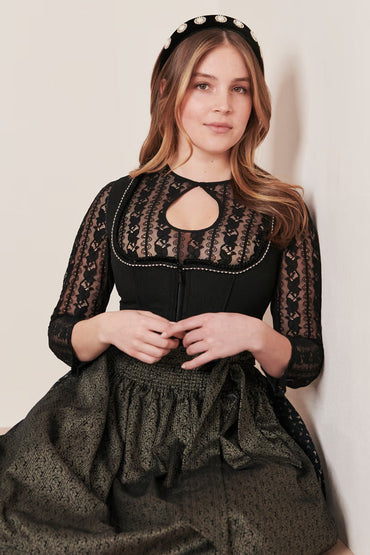 Kruger Adalyn Midi Dirndl, Black — 60cm 2pc Set
