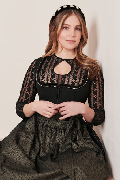 Kruger Adalyn Midi Dirndl, Black — 60cm 2pc Set