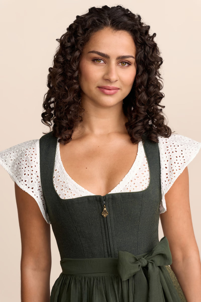 Krüger Eulalie Long Dirndl, Green — 70cm 2pc Set