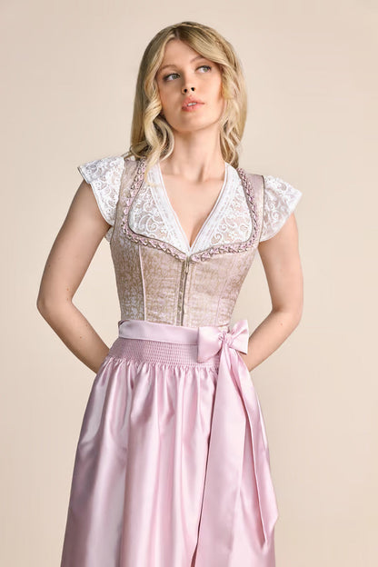 Kruger Midi Dirndl 2pcs. 60cm "Bruni" pink (size 32)