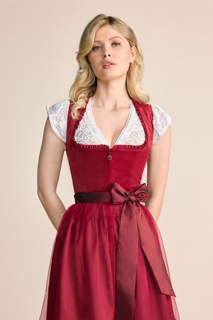 Kruger Midi Dirndl 2pcs. 60cm "Joelina" red (40,46)