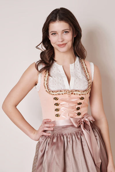 Kruger Midi Dirndl 2pcs. 60cm "Leonita" Pink (size 38)