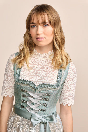Kruger Midi Dirndl 2pcs. 60cm "Lilinoe" turquoise (34,42)