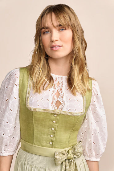 Kruger Midi Dirndl 2pcs. 60cm "Lemonie" green (size 32,42,48)