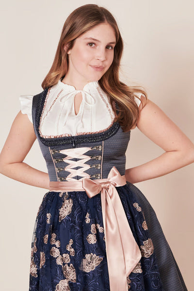 Kruger Midi Dirndl 2pcs. 60cm "Tracy" blue (size 36)