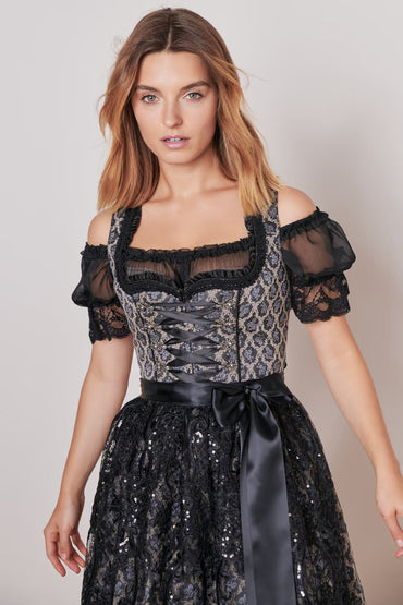 Kruger Midi Dirndl 2pcs. 60cm "Lonie" black (34)