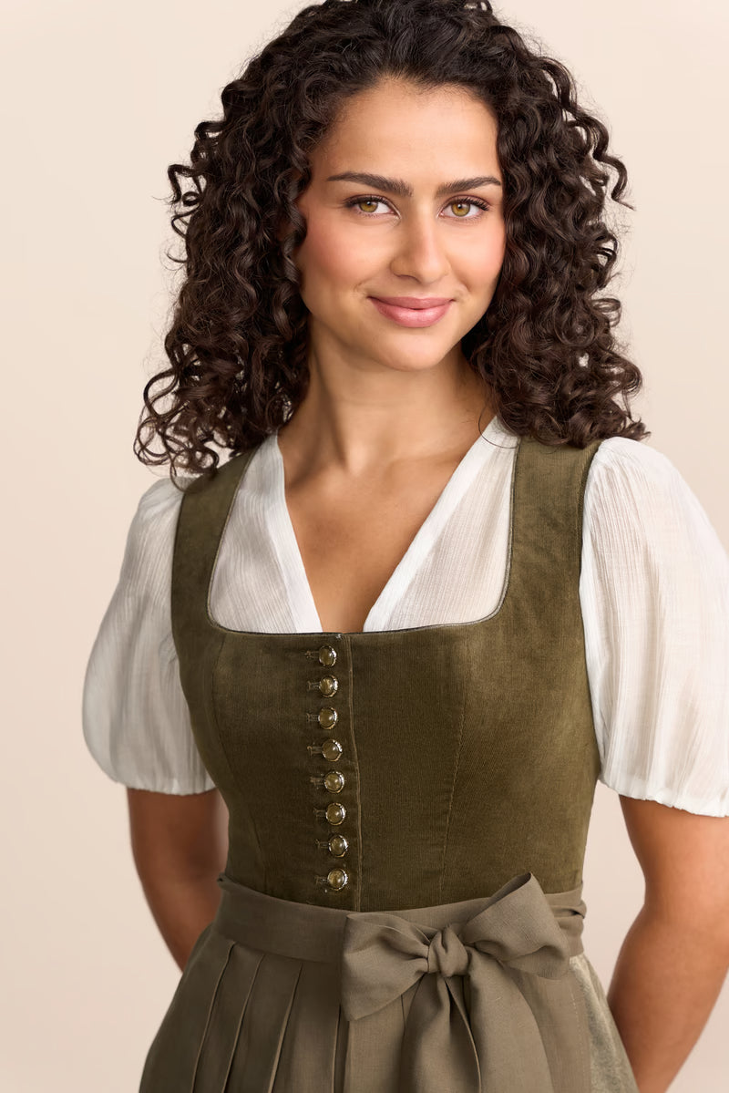 Krüger Solene Midi Dirndl, Olive — 60cm 2pc Set