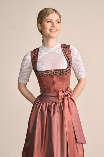 Kruger Marielle Midi Dirndl, Red — 60cm 2pc Set