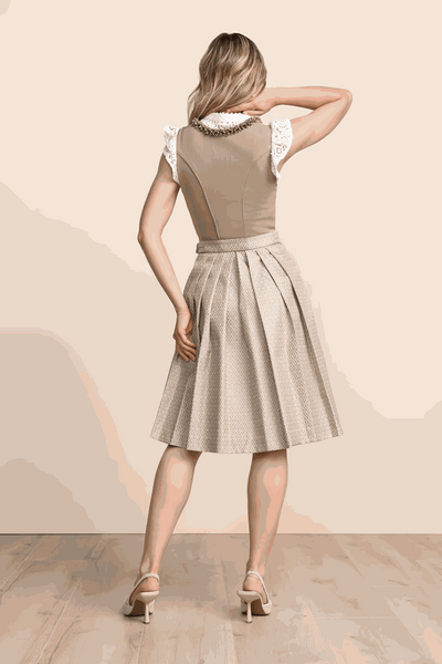Kruger Midi Dirndl 2pcs. 60cm "Anica" beige