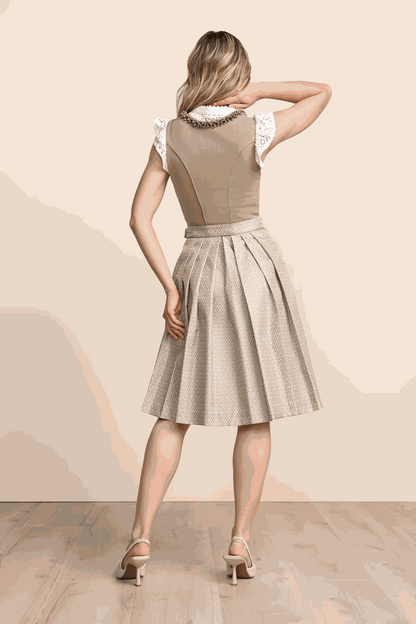 Midi Dirndl 2pcs. 60cm "Anica" beige (size 34)