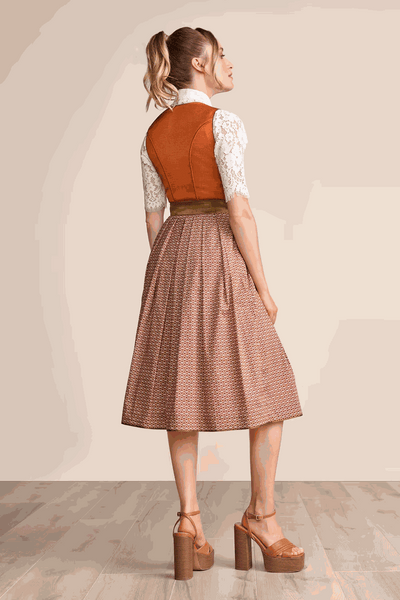 Kruger Long Dirndl 2pcs. 70cm "Isa" orange