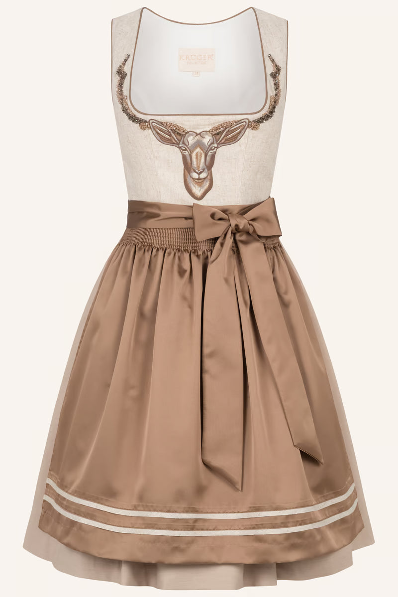 Kruger Kudu Midi Dirndl, Beige — 60cm 2pc Set