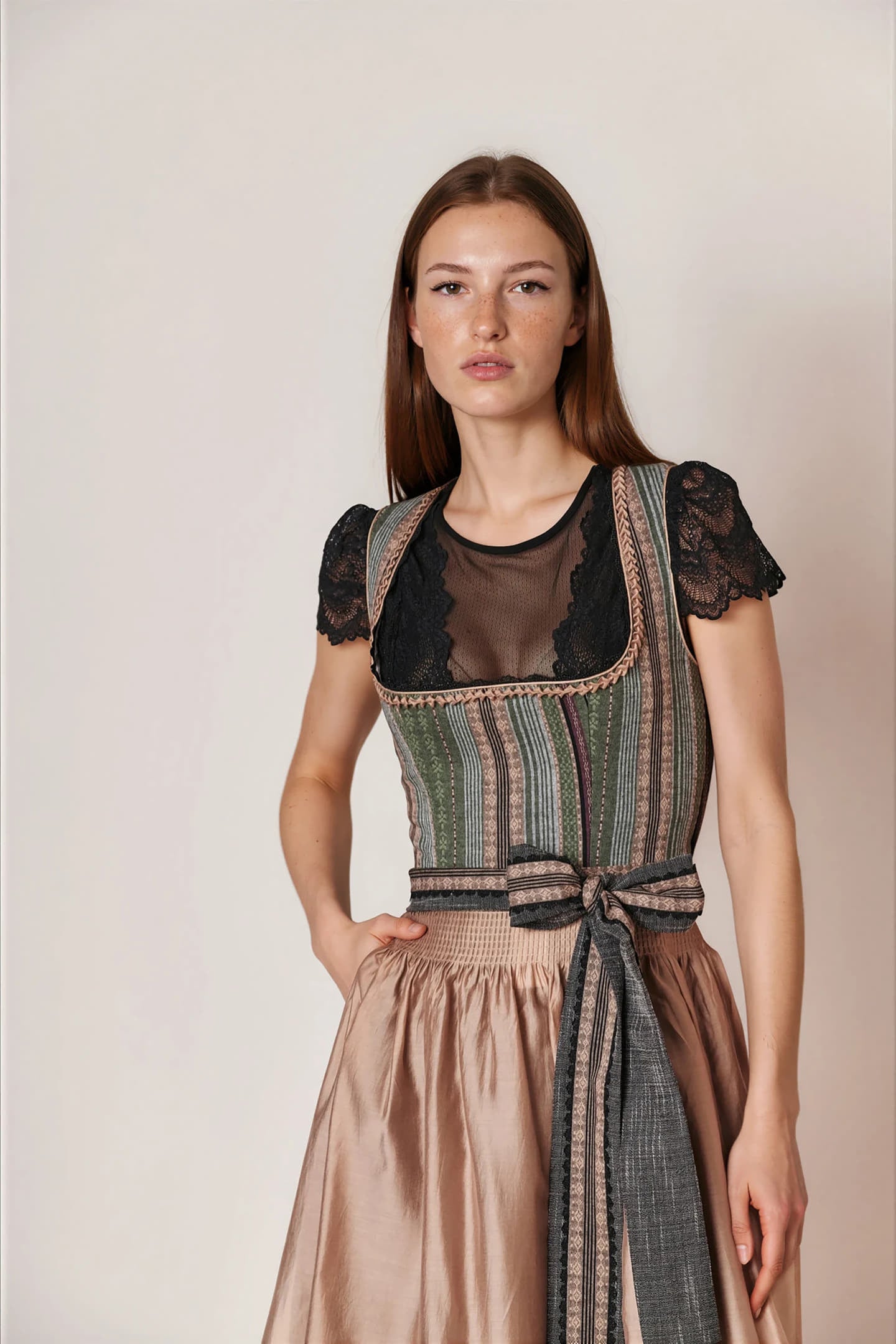 Julia Trentini Anella Midi Dirndl, Green — 60cm