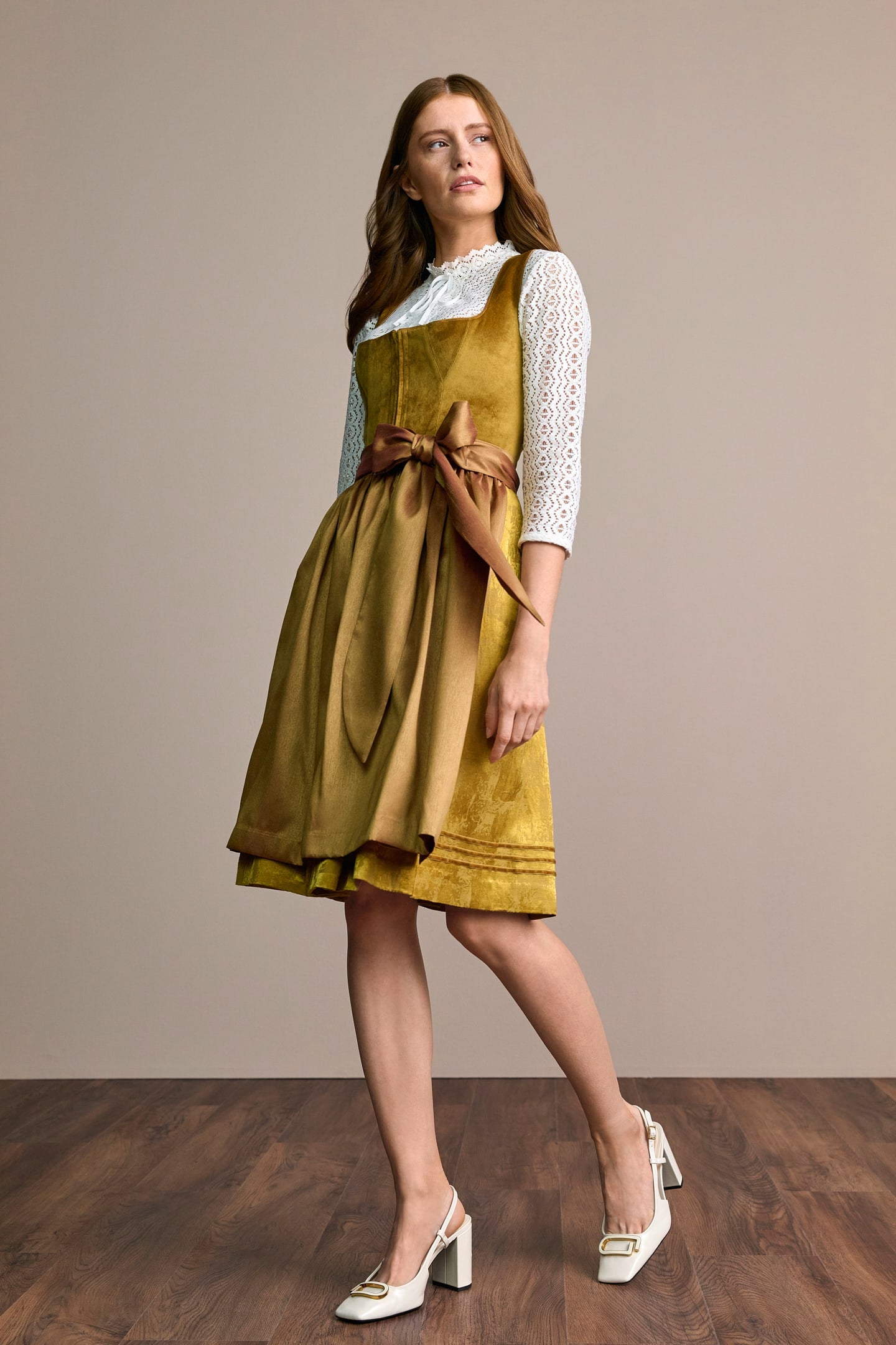 Julia Trentini Milla Midi Dirndl, Yellow — 60cm