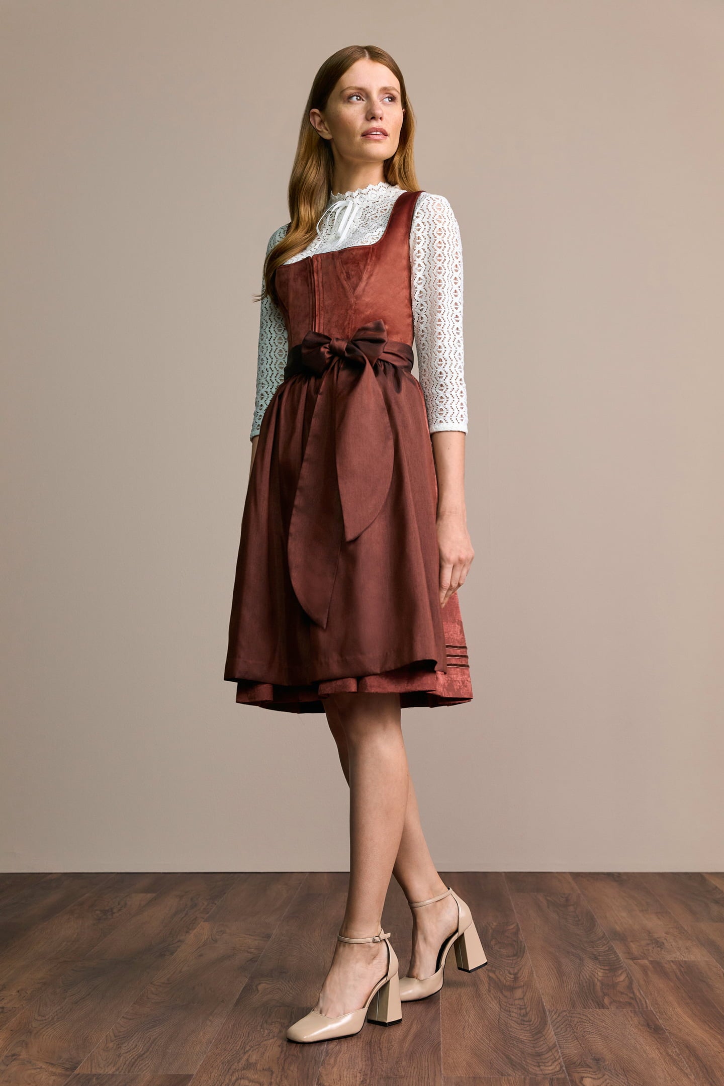 Julia Trentini Milla Midi Dirndl, Red — 60cm