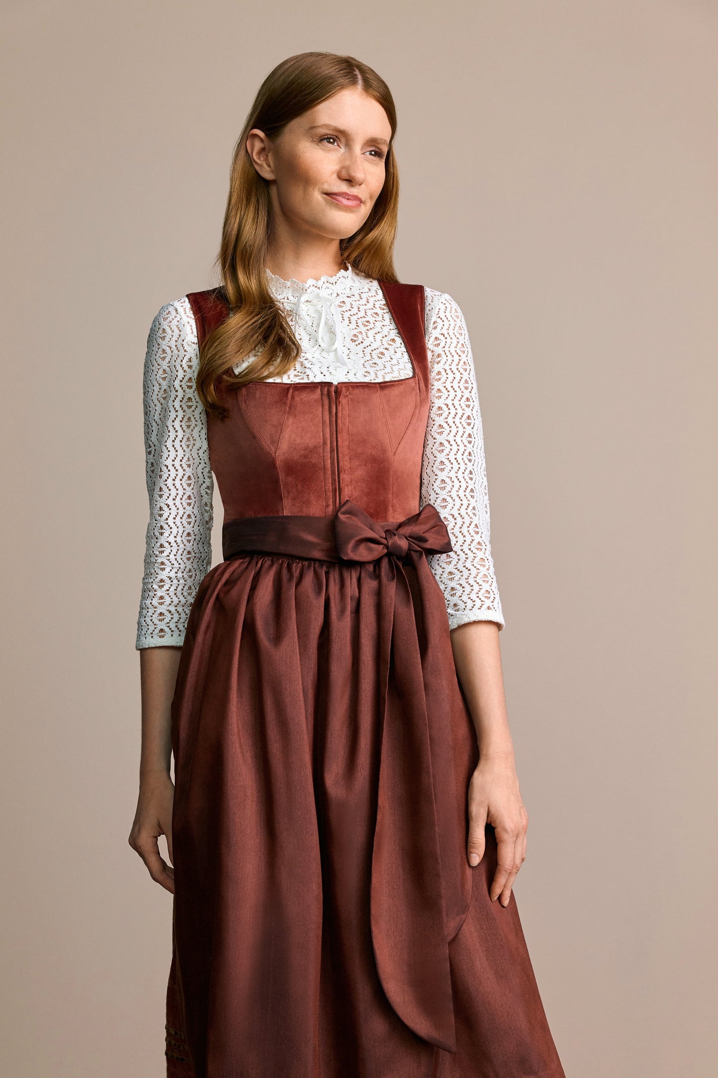 Julia Trentini Milla Dirndl, Brown — 70cm Long