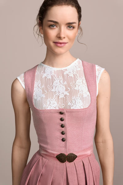 Julia Trentini Liselotte Dirndl, Rose Pink — 70cm Long