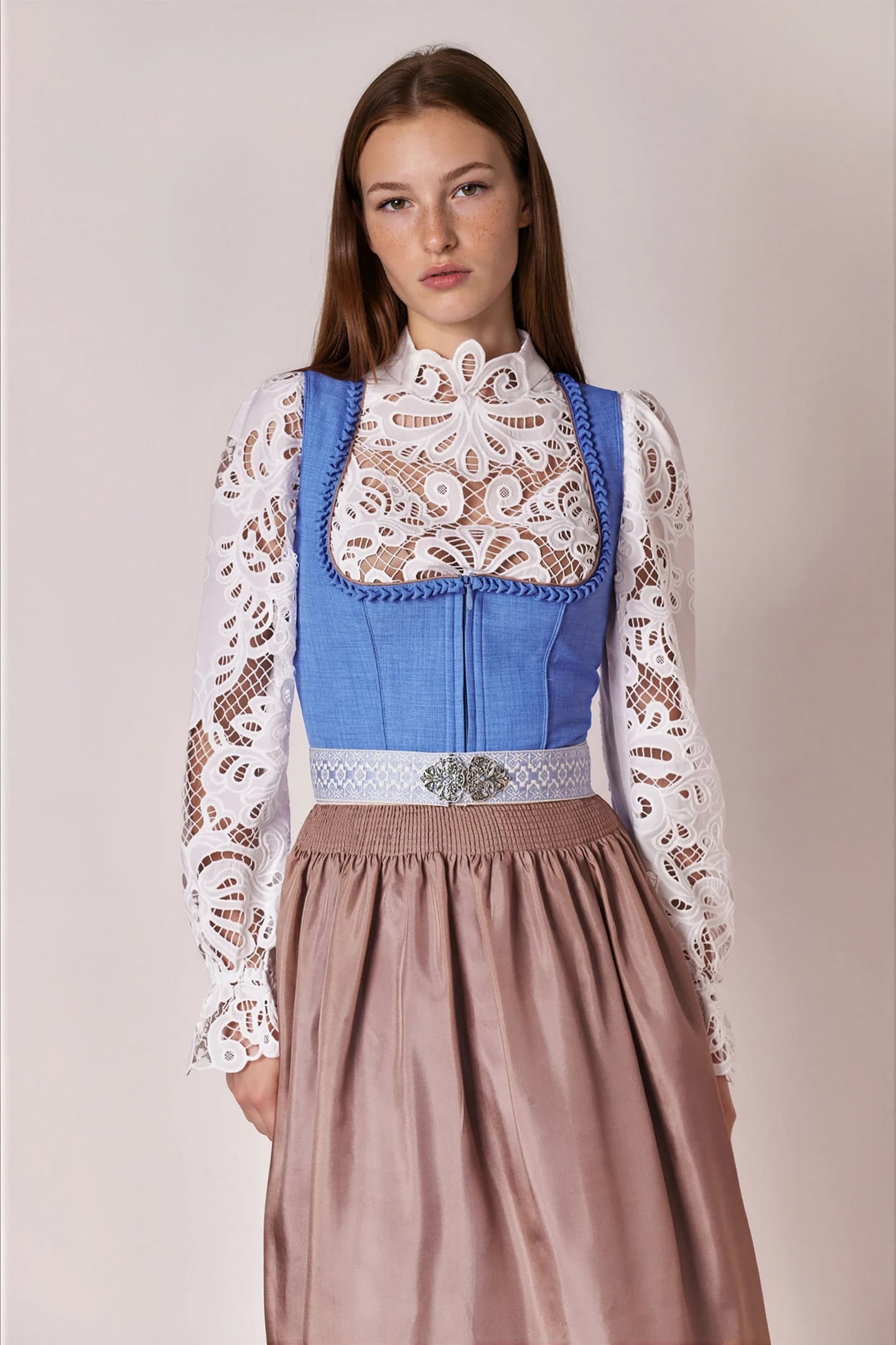 Julia Trentini Delia Midi Dirndl, Blue — 60cm