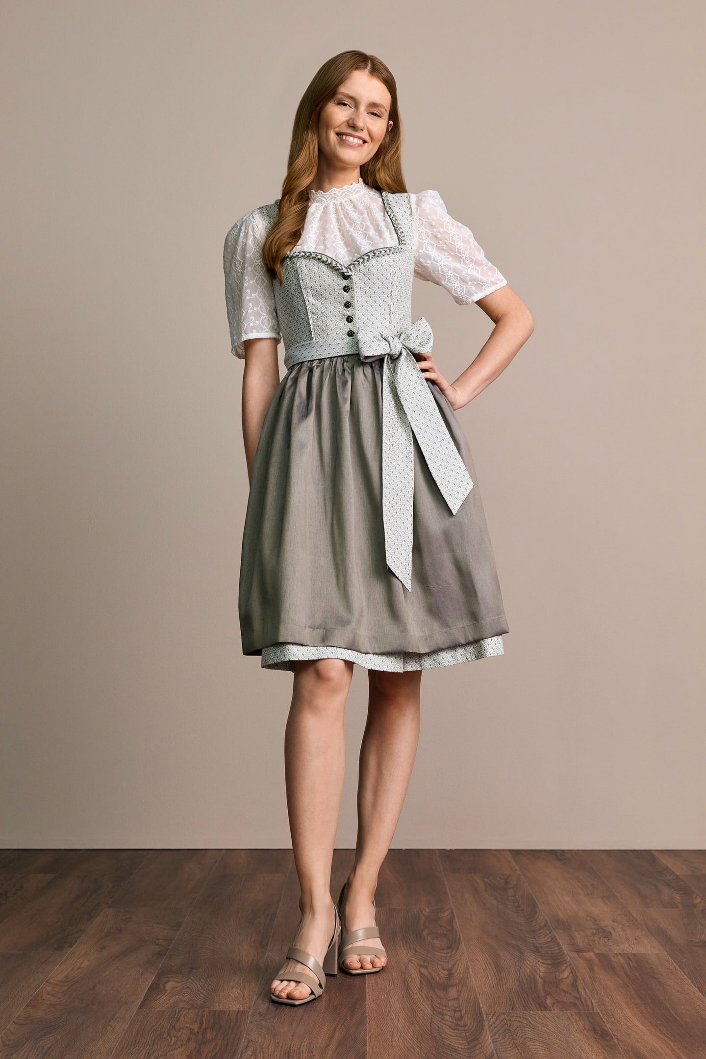 Julia Trentini Nisa Midi Dirndl, Beige — 60cm