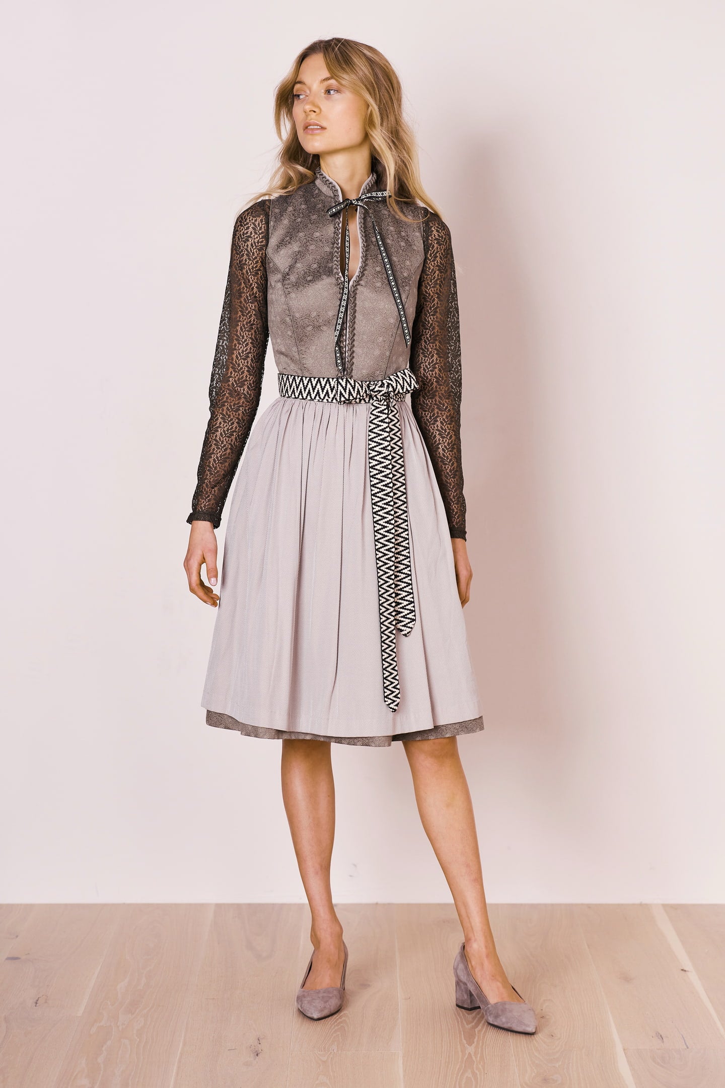 Julia Trentini Erna Midi Dirndl, Silver — 60cm