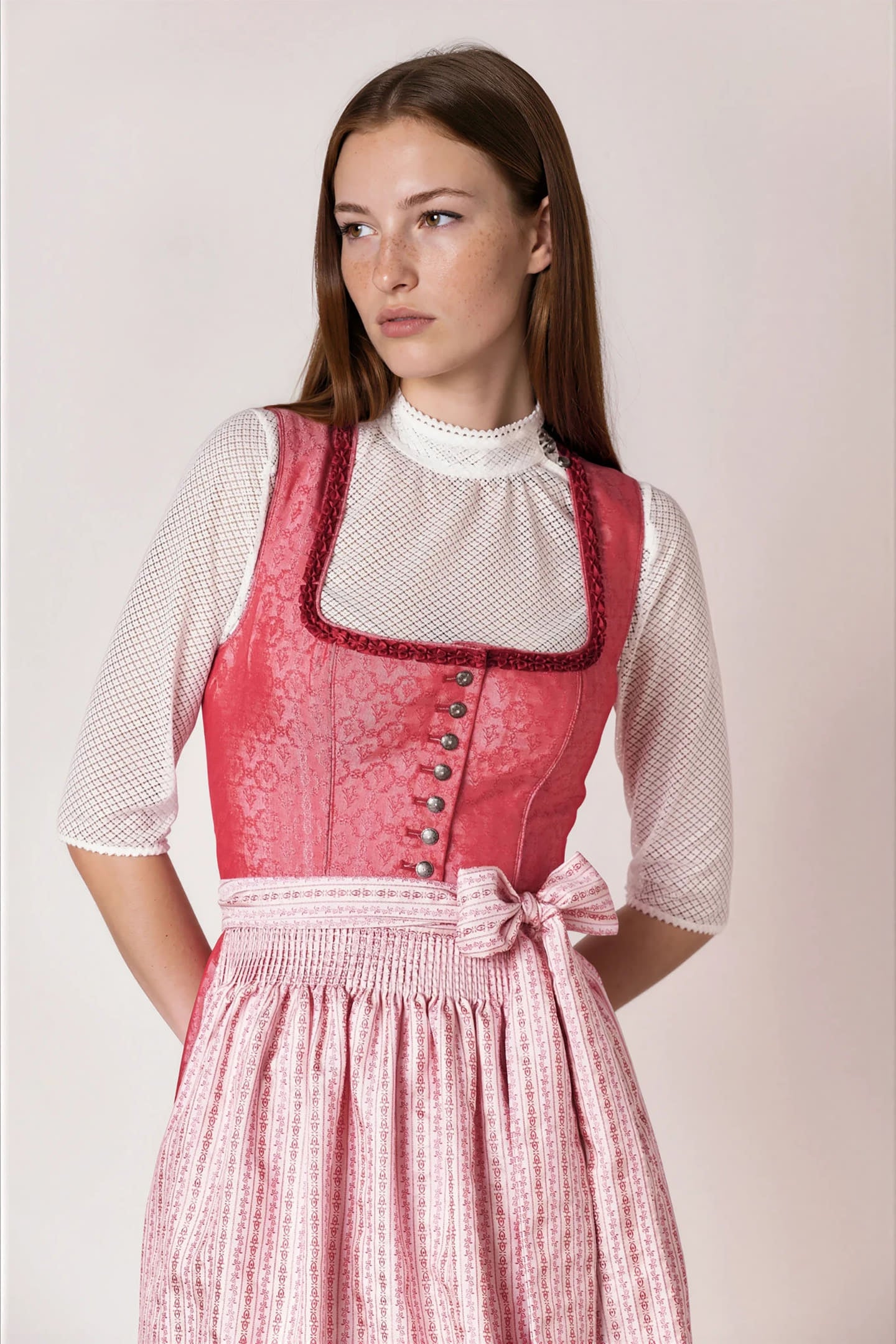 Julia Trentini Aloisa Midi Dirndl, Red — 60cm
