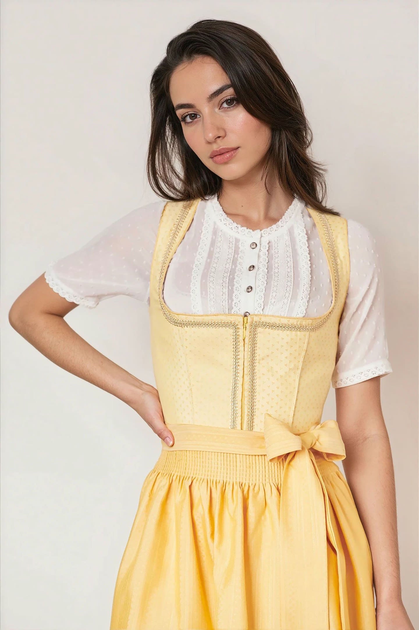 Julia Trentini Vivienne Midi Dirndl, Yellow — 60cm
