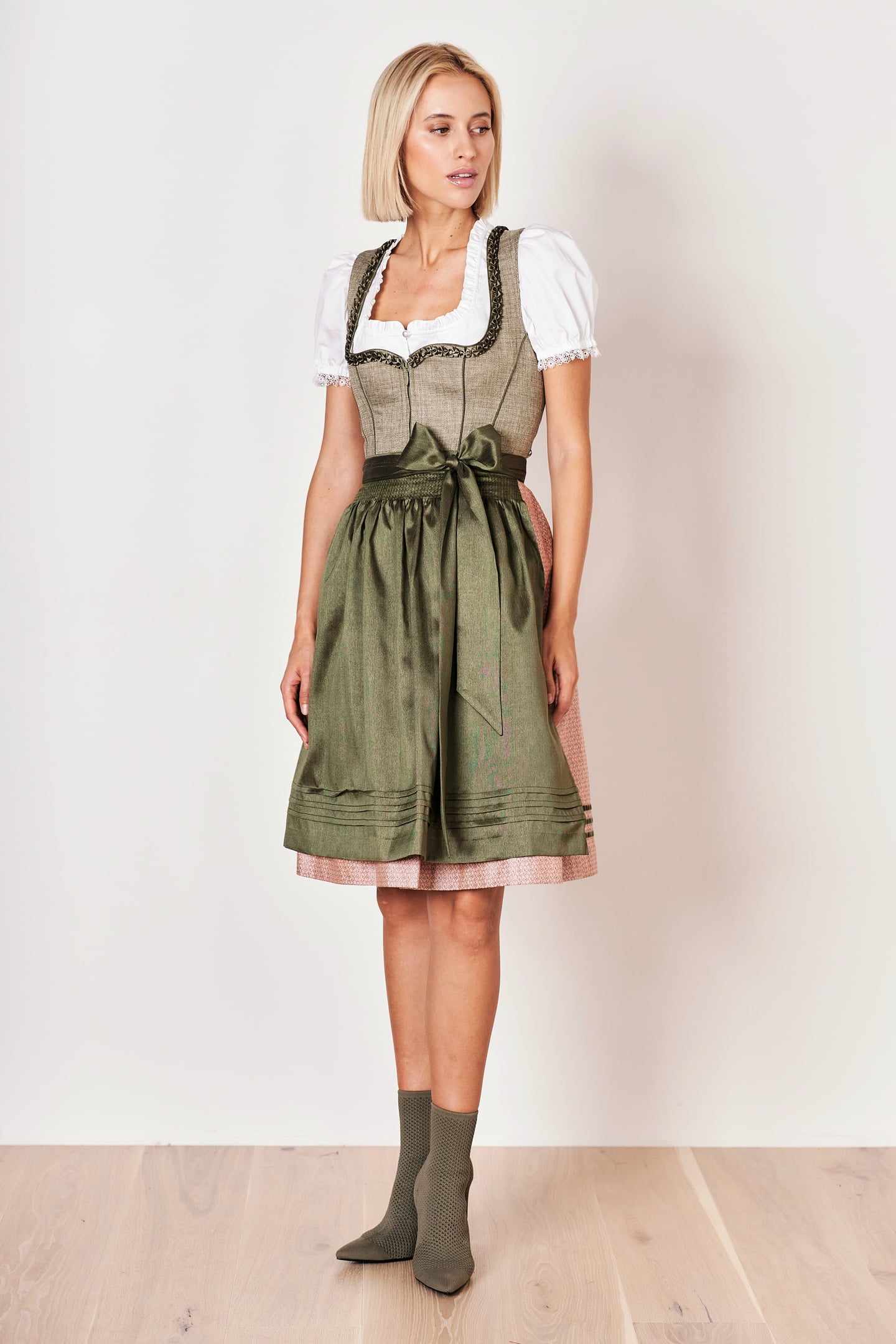 Julia Trentini Bea Midi Dirndl, Olive — 60cm