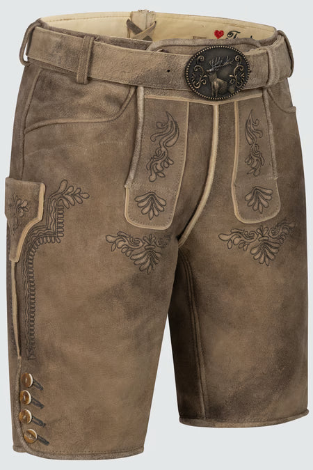 Trentini Men's Lederhosen "Emil" brown with belt