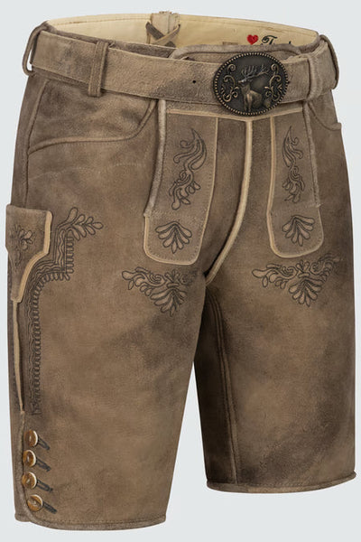 Trentini Men's Lederhosen "Emil" brown with belt