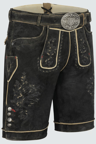 Kruger Men's Lederhosen "Kuno" with belt dark brown