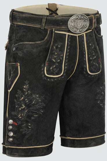 Kruger Men's Lederhosen "Kuno" with belt dark brown (48,50,56)